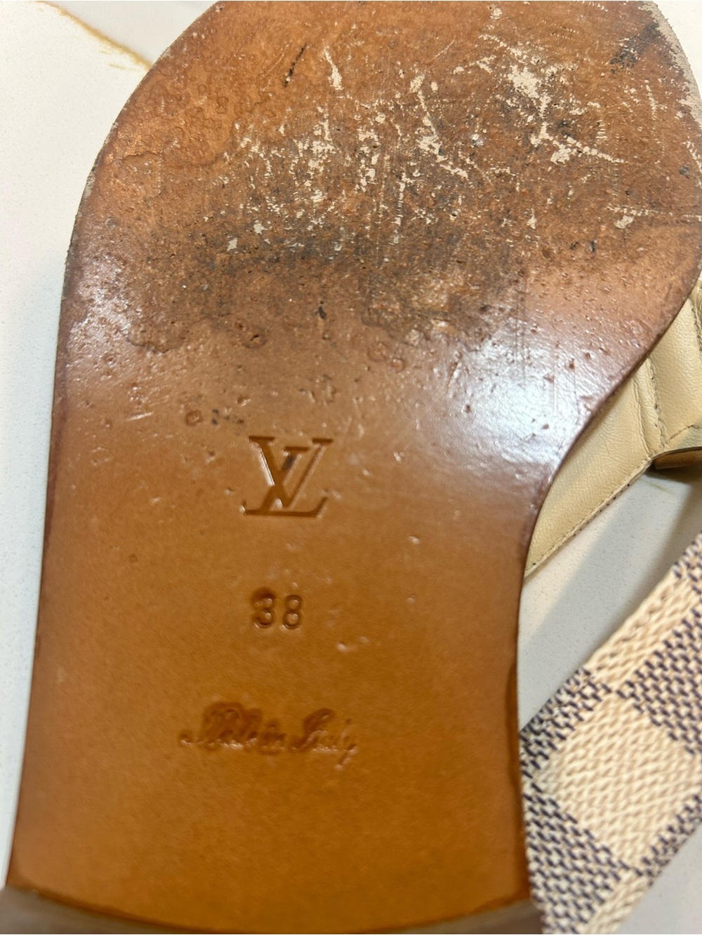 AUTHENTIC Louis Vuitton Damier Azur Sunny Flat Thong Sandals 38 US 8  🥰 👍 - Picture 11 of 16